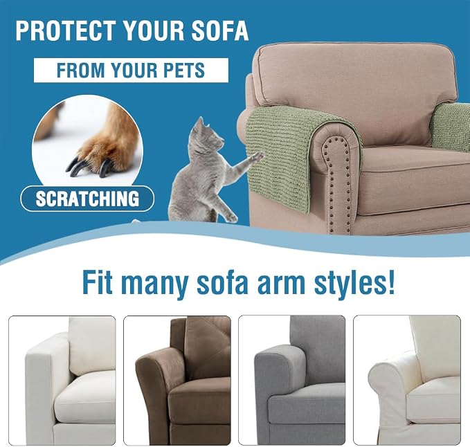 H.VERSAILTEX Plush Chenille Couch Armrest Cover 2 Packs Thick and Soft Sofa - Image 6
