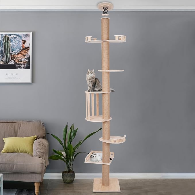 Floor to Ceiling Cat Tree, 100.4-104.3" Tall Cat Tower - Image 3