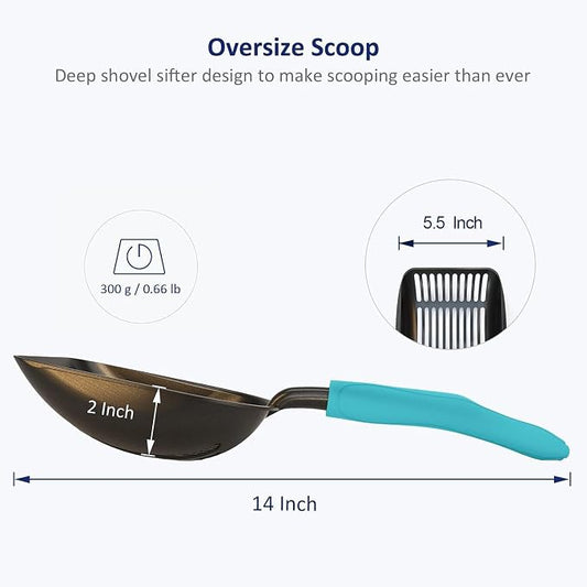 WePet Cat Litter Scoop, Non-Stick Plated Aluminum Alloy Sifter, Kitty Durable - Image 2