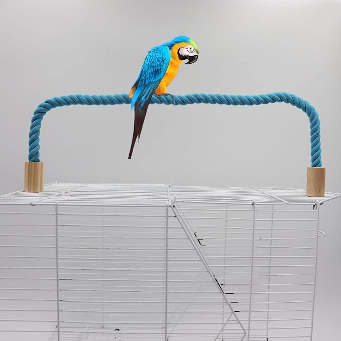 2 Pack Bird Rope Perch and Swing, Bird Cage Stand Pole Accessories, Climbing Toy - Image 5