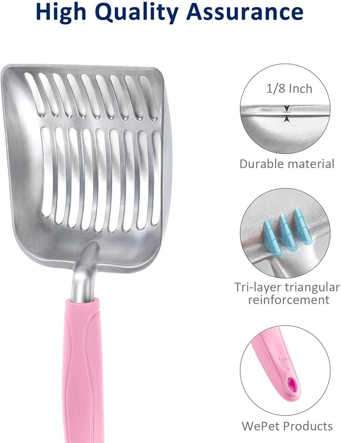 WePet Cat Litter Scoop, Aluminum Alloy Sifter, Kitty Metal Scooper, Deep Shovel - Image 4