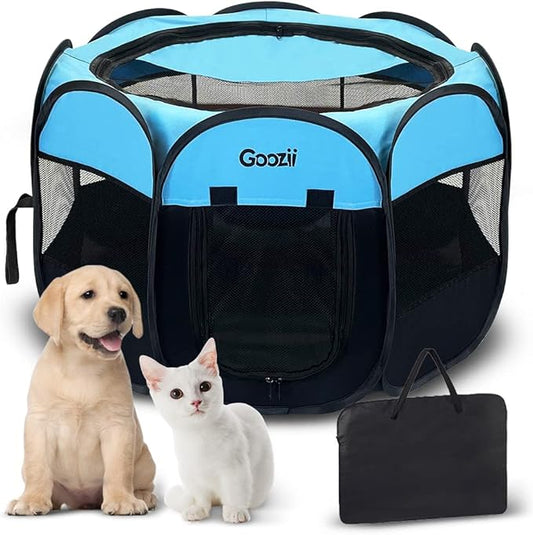 Dog Playpen Portable Collapsible, Indoor Outdoor Pet Puppy Exercise Playpens by Goozii
