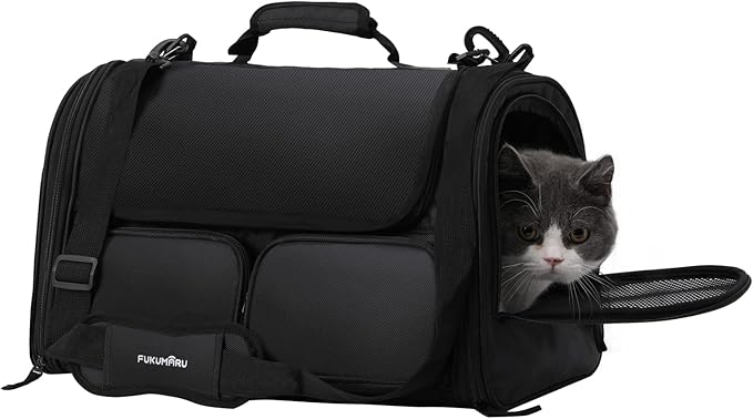 FUKUMARU Cat Carrier, 4 Mesh Windows Small Dog Carrier, 4 Storage Pockets Cat - Image 9