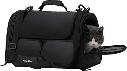 FUKUMARU Cat Carrier, 4 Mesh Windows Small Dog Carrier, 4 Storage Pockets Cat - Image 9