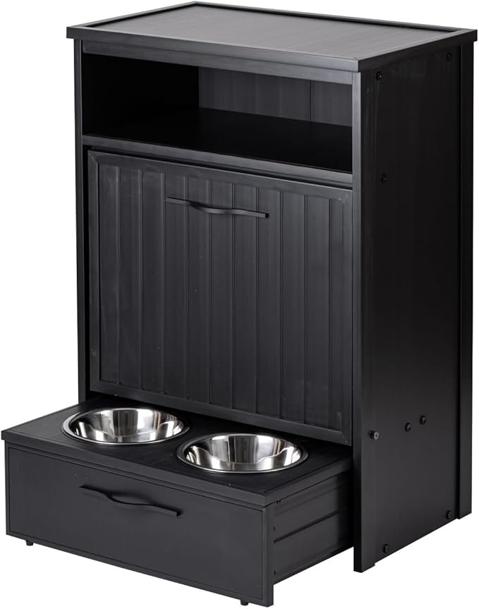 New Age Pet ECOFLEX Brea Dog Food Pantry in Black, Two 32 oz Bowls, Moisture - Image 6