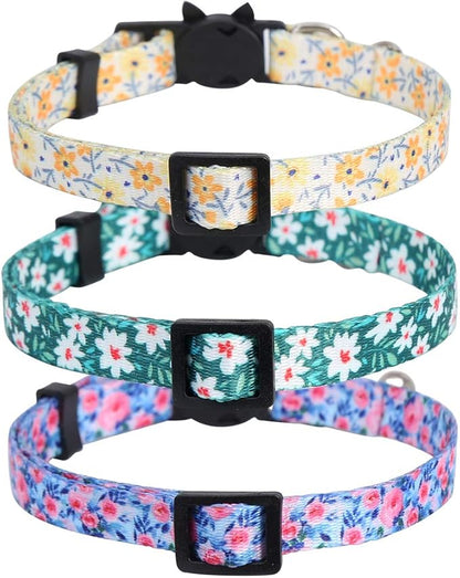 3 Pack Cat Collar Floral with Bell Breakaway Adjustable Flower - Image 2