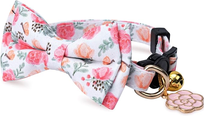 2 Pack Cotton Cat Collar with Bow Tie and Bell - Image 3
