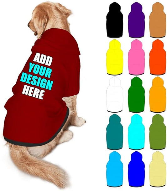 Custom Dog Hoodie Personalized Photo Text Logo Name Dog Clothes, Soft & Warm by Mynvzrk