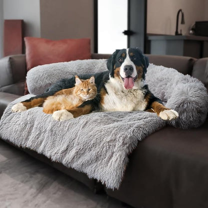 Calming Dogs/Cats Bed Mats, Dog Pad Washable Removable Couch Cover, Plush Long by Tinaco
