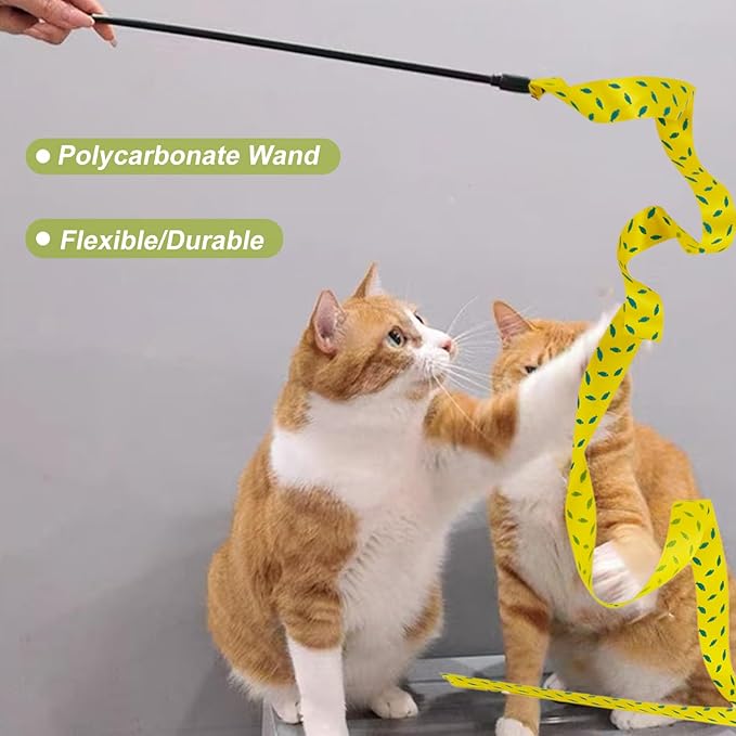 Interactive Cat Toy Wand, Cat Teaser Wand Rainbow String - Image 6