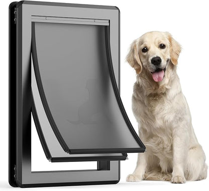 Dog Door for Exterior Door, Antirust & Heavy Duty Doggie Door, Aluminum Doggy by LockOutWorriesLetFreedom
