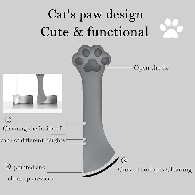 Pet Food Can Spoon & 3 Pcs Can Covers | Cute Paw Shape Opener Spatula Cat Wet - Image 2