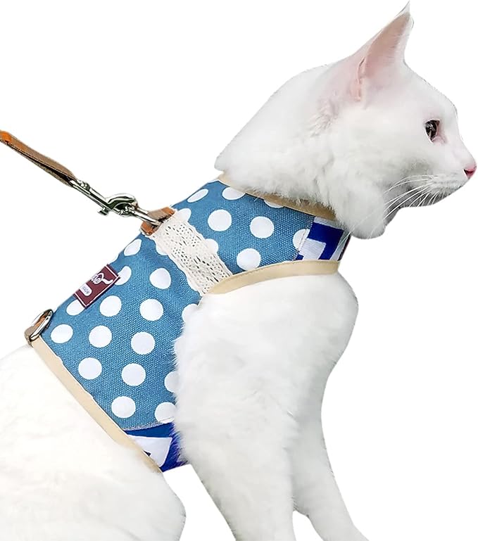 Cat Harness and Leash for Walking Escape Proof, Adjustable Cat Vest Harness by Yizhi+Miaow
