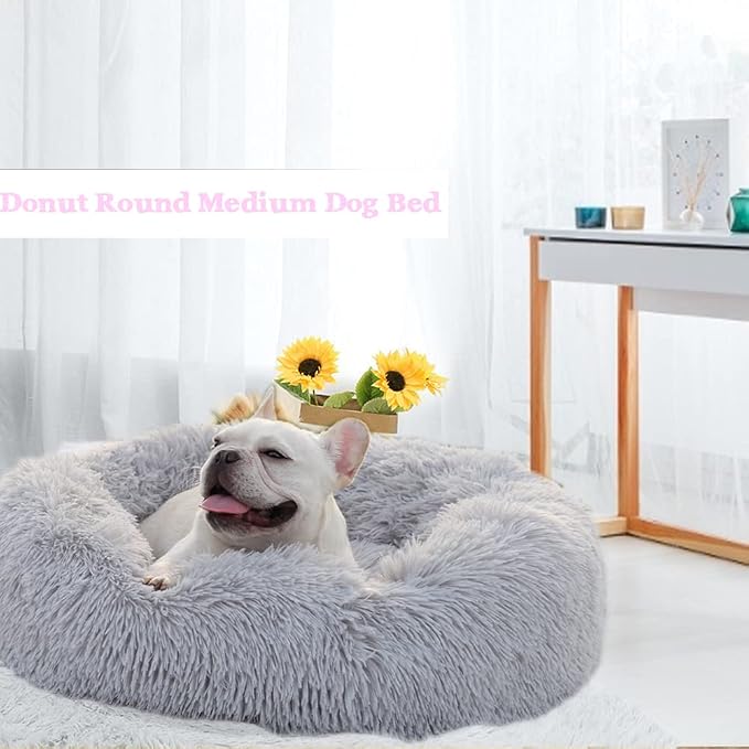Calming Dog Bed for Medium Dogs Washable Donut 30 inches Anti-Slip Pet Bed - Image 2