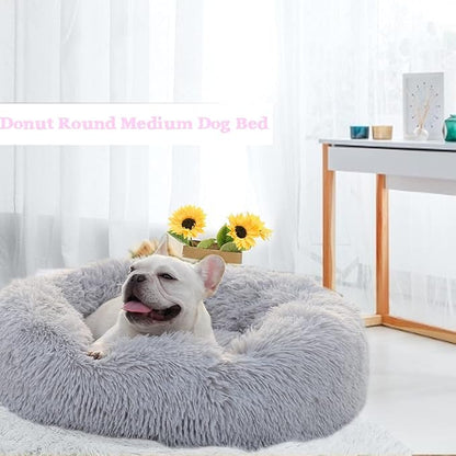 Calming Dog Bed for Medium Dogs Washable Donut 30 inches Anti-Slip Pet Bed - Image 2