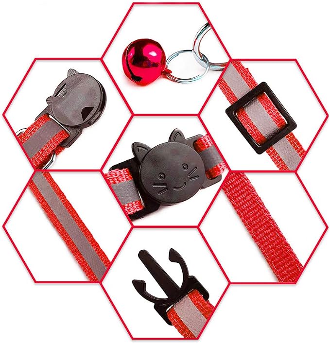 4 Pcs Cat Collars with Bell, Breakaway & Reflective, 4 Colors, 7-12 Inch - Image 8