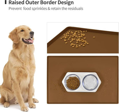 Dog Food Mat, Silicone Waterproof Food Tray, Non Slip Pet Bowl Mats Placemat - Image 3