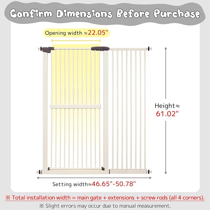 Lumizone Extra Tall Cat Gate 61.02" High Pressure Mounted Extra Wide - Image 2