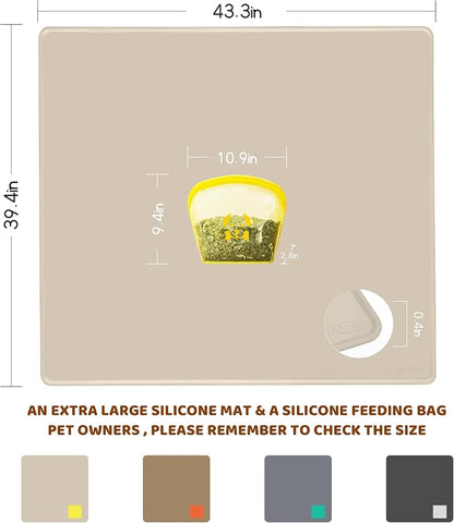 Extra Extra Large Silicone Dog Food Mat 39.4×43.3in and 128oz Silicone Bag Set - Image 2