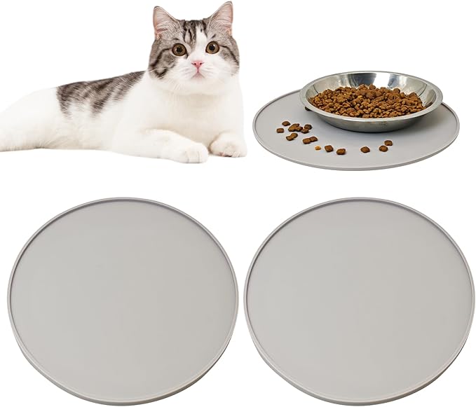 BNOSDM Silicone Cat Feeding Mat 2 Pack Dog Bowl Mats Pet Silicone Food Mat by BNOSDM