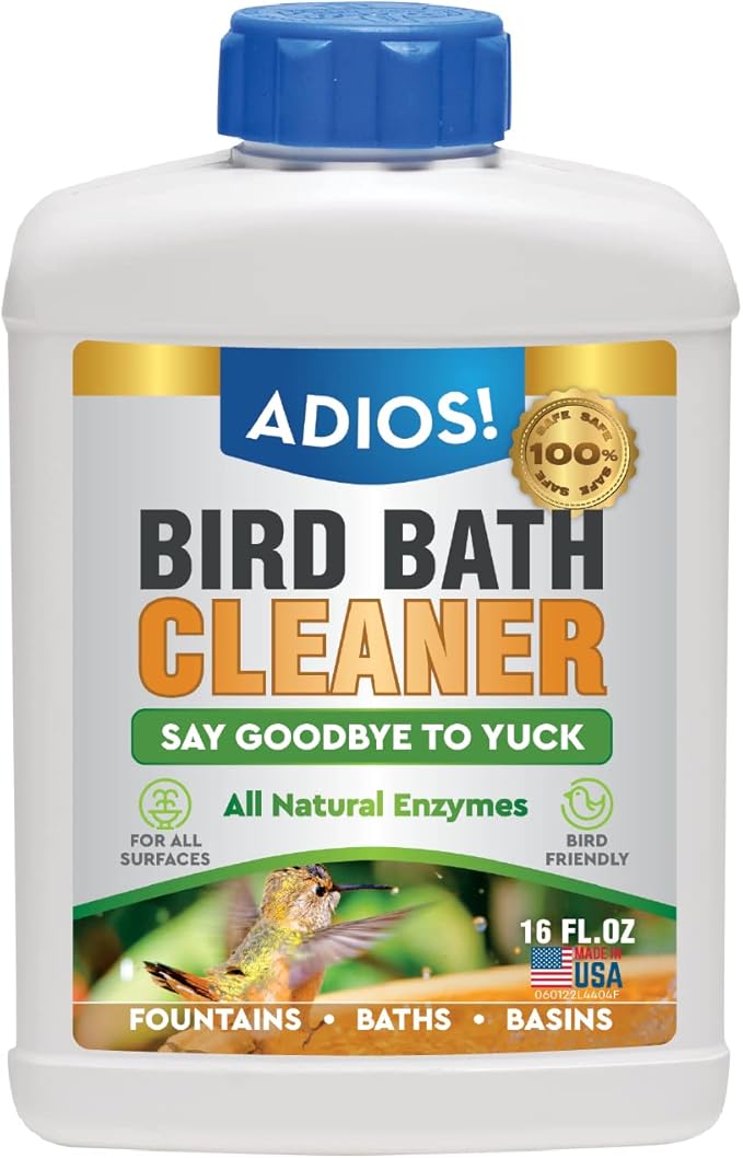 Bird Bath Cleaner for Outdoor Fountains and Bowls, Safely Cleans Metal by Adios