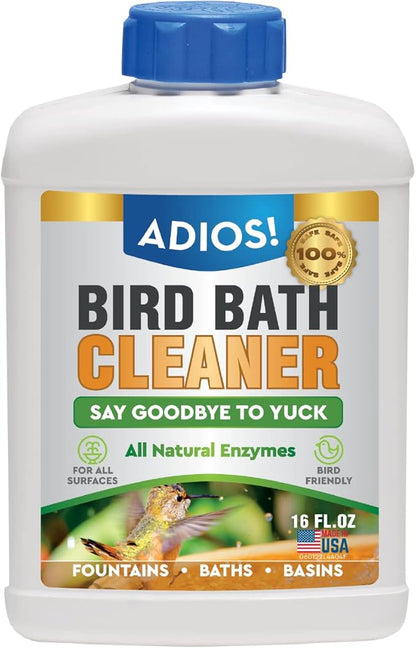 Bird Bath Cleaner for Outdoor Fountains and Bowls, Safely Cleans Metal by Adios