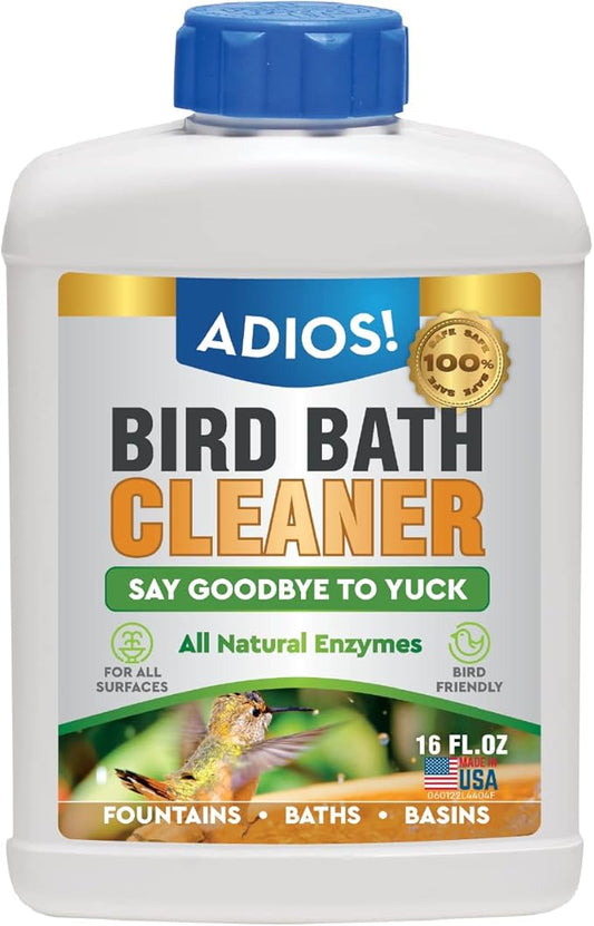Bird Bath Cleaner for Outdoor Fountains and Bowls, Safely Cleans Metal by Adios
