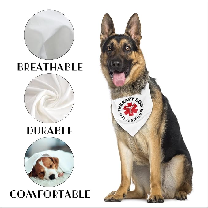 Dog Bandana, Therapy Dog Please Pet Me with, Dogs Scarf Classical Printing - Image 3