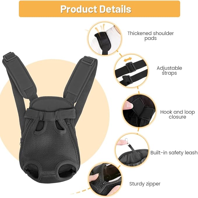 Inspack Dog Backpack Carrier/Cat Carrier, Adjustable Pet Front Carriers Travel - Image 5