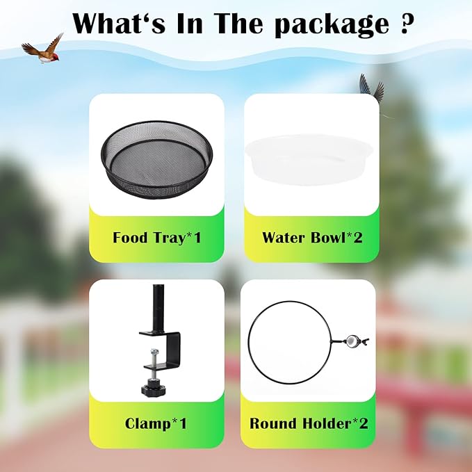 Deck Bird Feeders with Metal Mesh Tray and 2 Water Bowls - Image 7