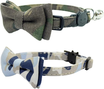 Cat Collar Breakaway with Bell and Bow Tie, Plaid Design Adjustable Safety by Ximipet
