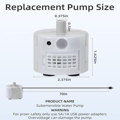 Glass Cat and Dog Water Fountain 90oz/2.7L, SMA-800 Ultra-Quiet Replacement Pump - Image 3
