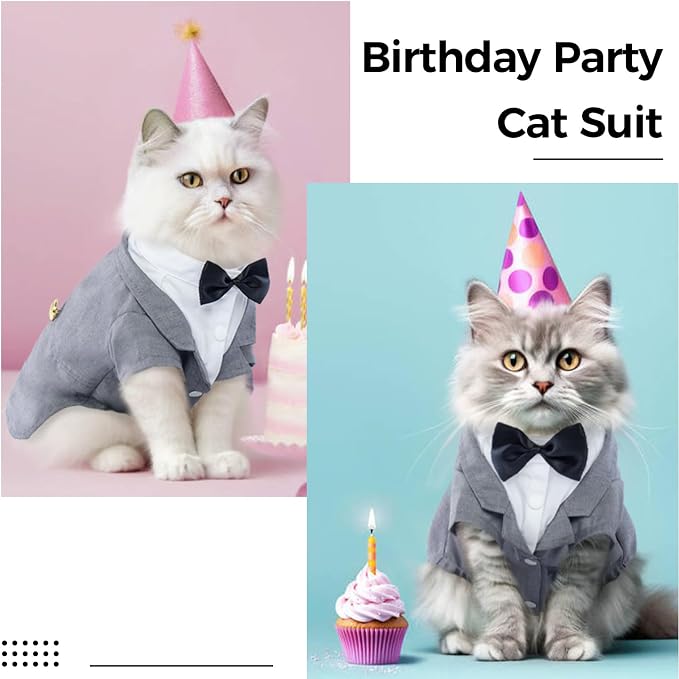 DENTRUN Cat Tuxedo Outfit, Sphynx Cat Costume Formal Suit - Image 4