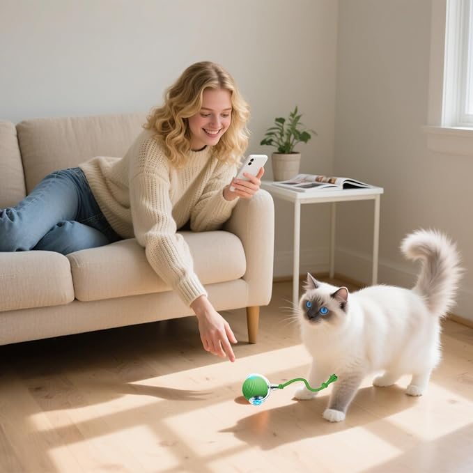 Interactive Cat Toy, 2025 New Interactive Rolling Cats Dog Toy Balls 360° Smart - Image 7