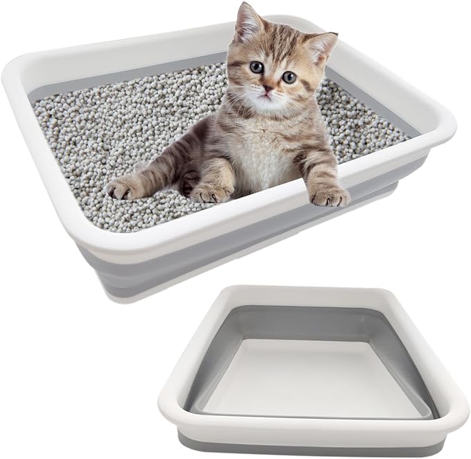 2 Pack Collapsible Small Cat Litter Box, Open Kitten Litter Potty Pan Low Entry - Image 8