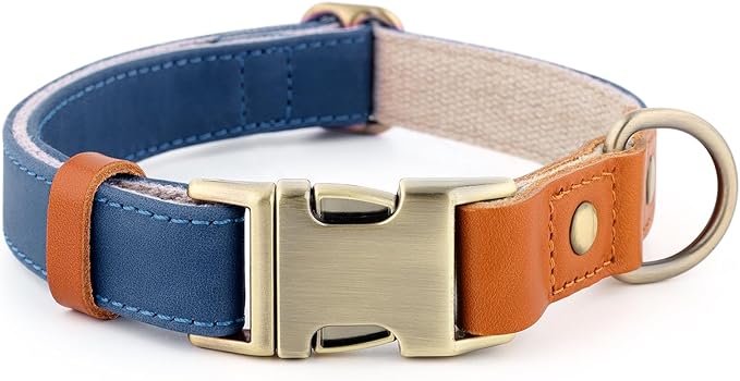 Plutus Pet Genuine Leather & Hemp Dog Collar – Adjustable Heavy Duty Pet Collar by PLUTUSPET