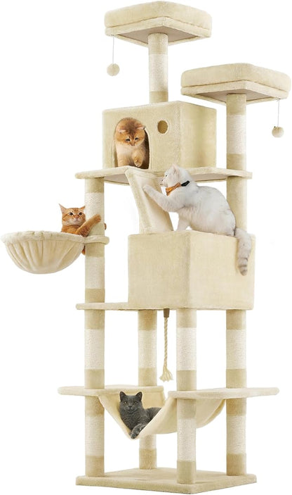 Feandrea Cat Tree, 81.1-Inch Large Cat Tower, 2 Perches, 2 Caves by FeandreabySONGMICSHOME