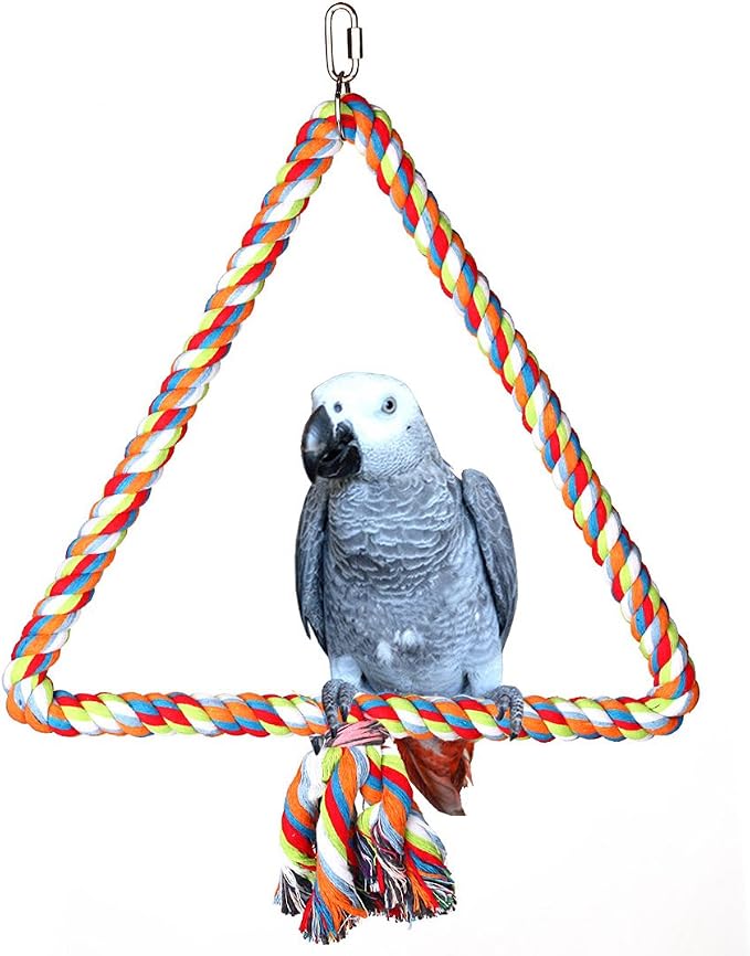 KinTor Medium Triangle Rope Swing Bird Toy Parrot Cage Toys Cages Conure by KINTOR