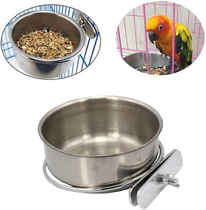 PINVNBY 2PCS Parrot Feeding Cups Birds Food Dish Stainless Steel Parrot Feeders - Image 5