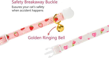 2 Pack Floral Cat Collars with Bow Tie and Bell Adjustable Breakaway Bowtie - Image 4