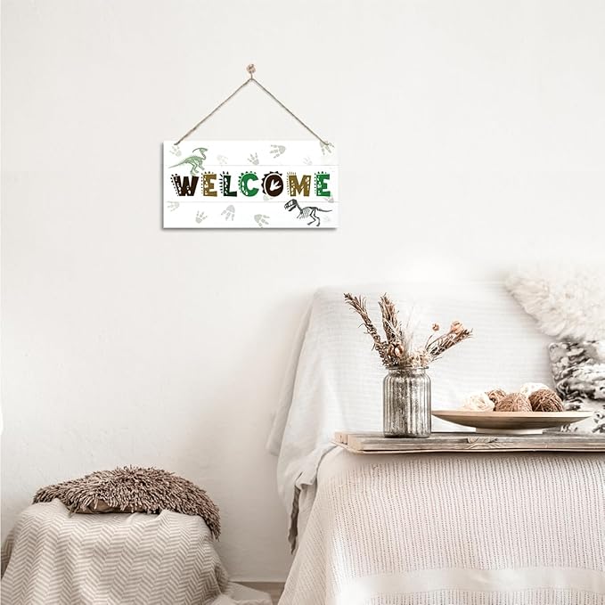 Welcome Sign for Front Door, Playroom Wall Decor, Dinosaur Theme Wall Hanging - Image 6