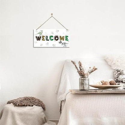 Welcome Sign for Front Door, Playroom Wall Decor, Dinosaur Theme Wall Hanging - Image 6