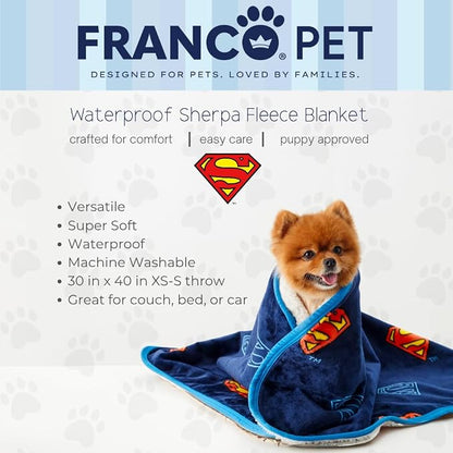 Franco Pet Superman DC Comics Super Soft Cozy Waterproof Sherpa-Backed Blanket - Image 2