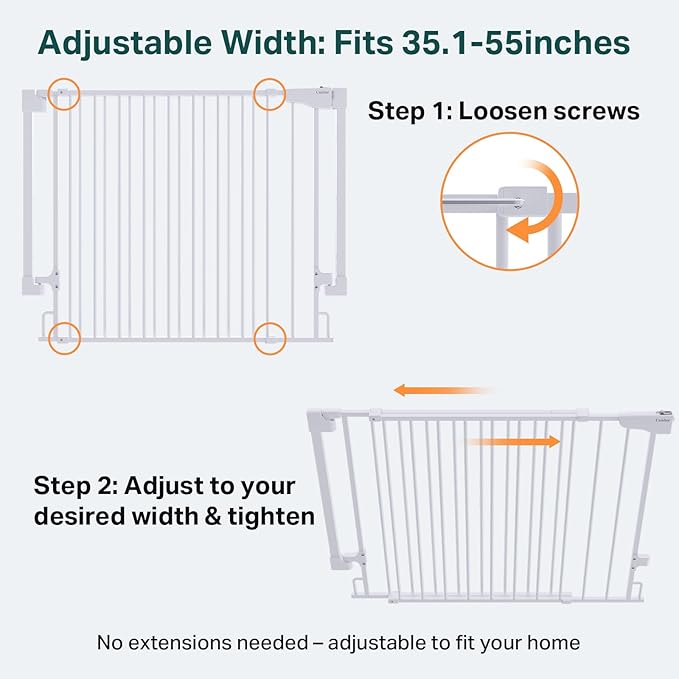 Cumbor 35.1-55" Wide No Bottom Bar Baby Gate - Image 3