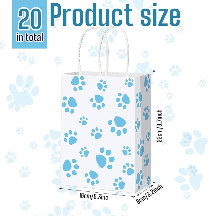 Blulu 20 Pcs Puppy Dog Paw Gift Bags - Image 3