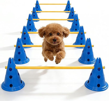 Dog Agility Hurdle Cone Set, Dog Agility Course Backyard Set by Toplamper
