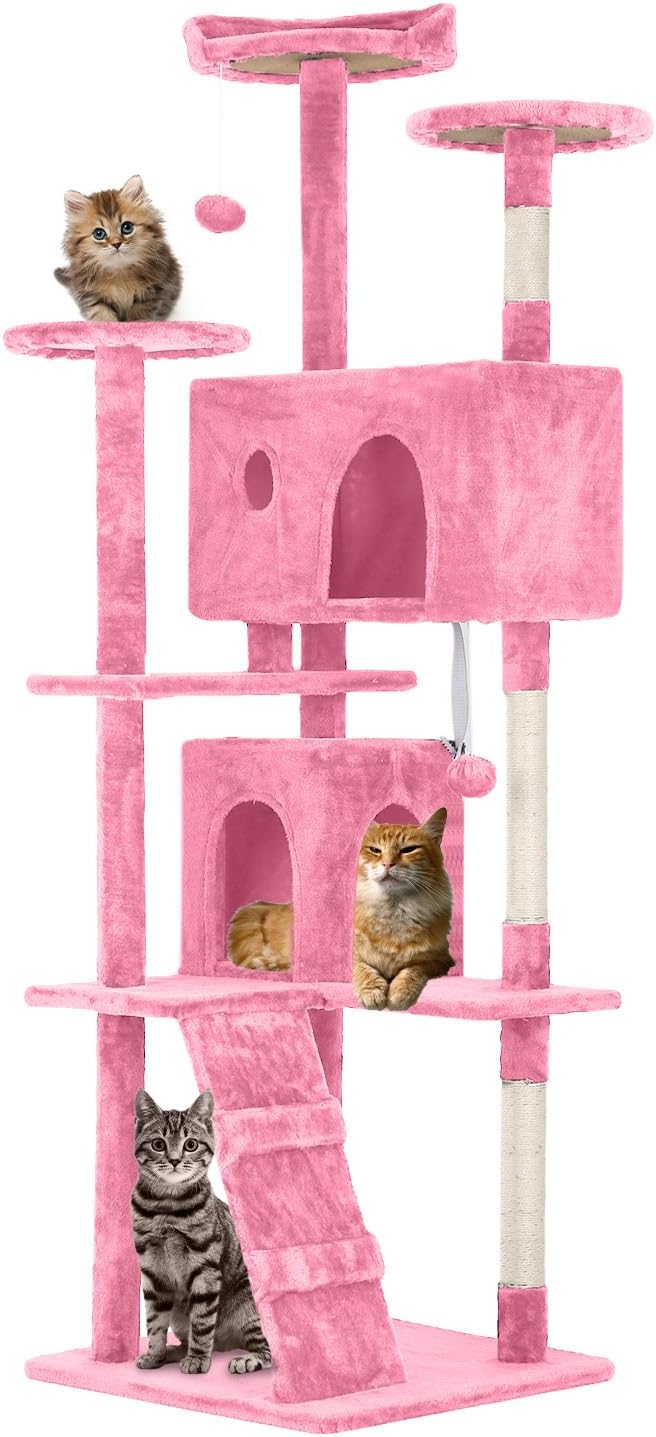 FDW | 70" Cat Tree Tower | Pink | Multi-Level Indoor Activity Center by FDW