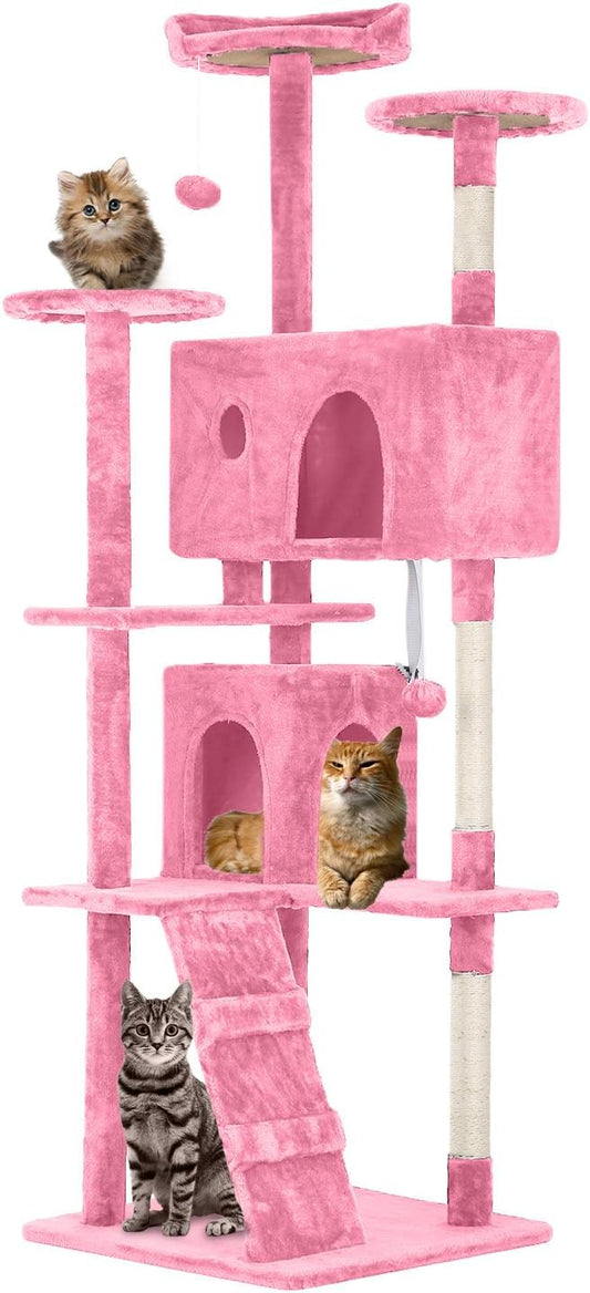 FDW | 70" Cat Tree Tower | Pink | Multi-Level Indoor Activity Center by FDW