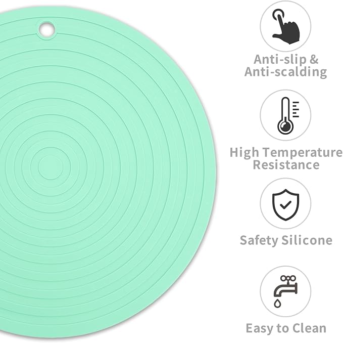 Fhiny 3PCS Silicone Pet Food Mat, 9.5" Round Waterproof Non-Slip Dog Cat Bowl - Image 2