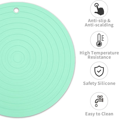 Fhiny 3PCS Silicone Pet Food Mat, 9.5" Round Waterproof Non-Slip Dog Cat Bowl - Image 2